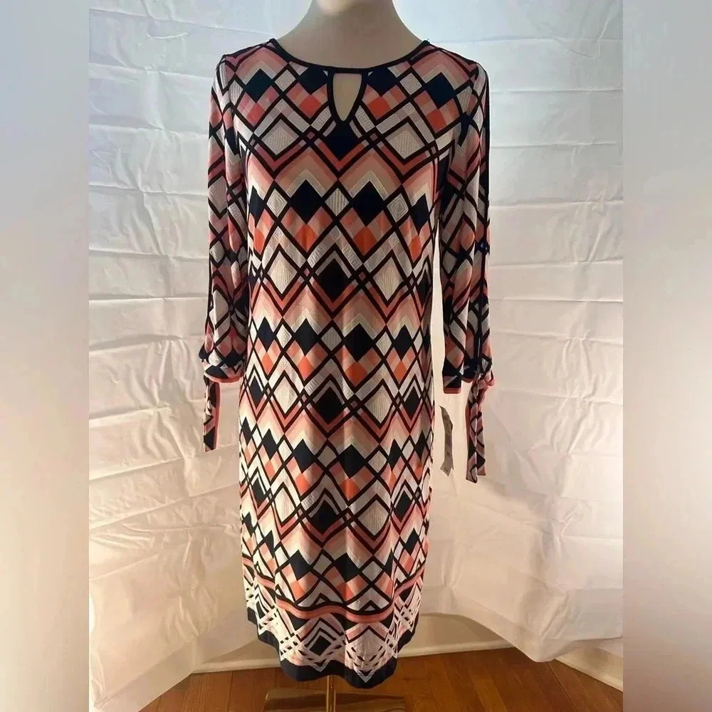 NWT Sandra Darren Blue and Orange Midi Dress